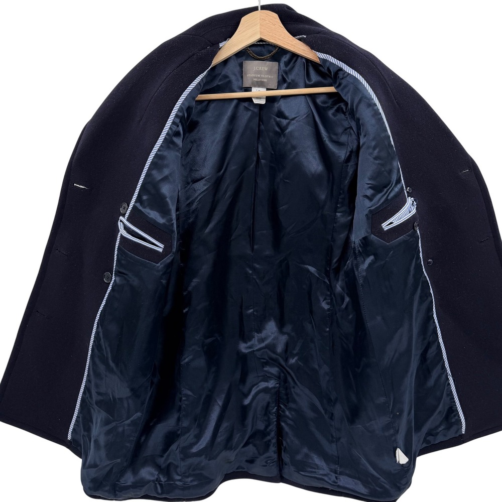 Vintage J. Crew Womens Pea Coat 00‎ Navy Blue Double Breasted Stadium Cloth - Picture 4 of 12